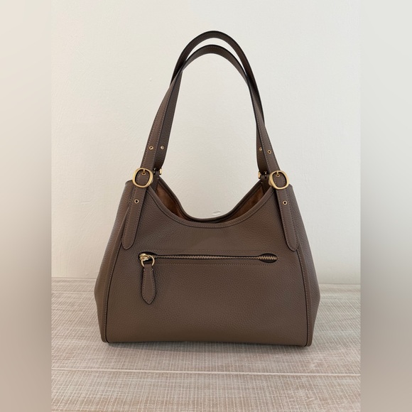 Coach Medium Bella Shoulder Bag NWT Dark Stone Pebble Leather - Picture 4 of 9